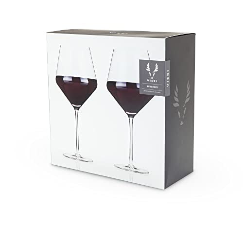 Viski Raye Angled Burgundy Glasses Set of 2