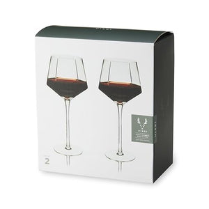 Viski Seneca Modern Wine Glasses - Long Stem Wine Glass Set of 2