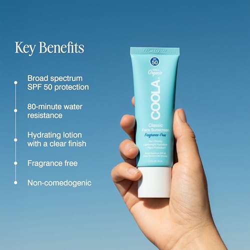 COOLA Organic Face Sunscreen SPF 50 Sunblock Lotion - Fragrance Free