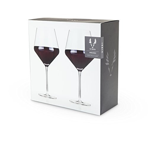 Viski Raye Angled Burgundy Glasses Set of 2