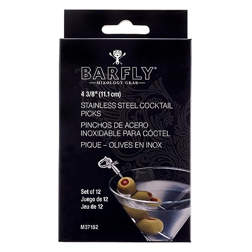 Barfly Cocktail Picks, Bamboo Knot, Stainless Steel - Set of 12