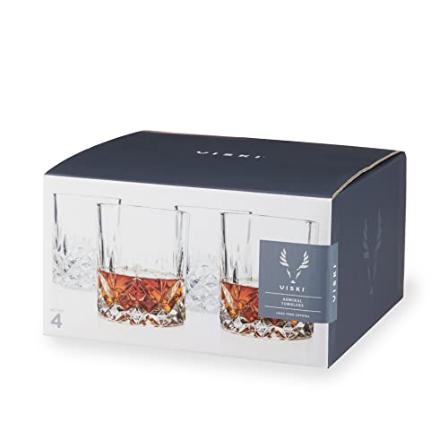 Viski Admiral Crystal Whiskey Tumbler Set of 4