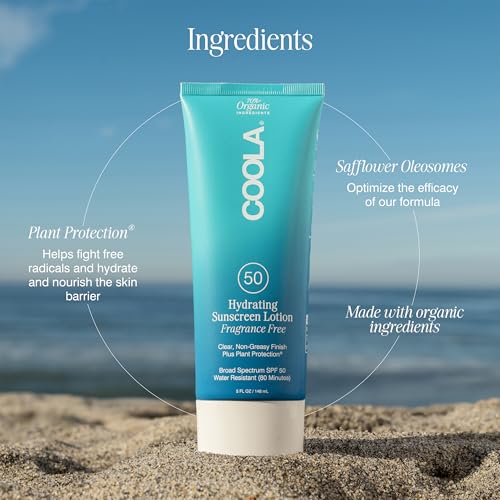 COOLA Organic Sunscreen SPF 50 Sunblock Body Lotion Fragrance Free, 5 Fl Oz