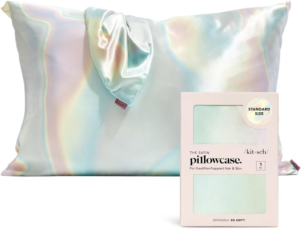 Kitsch Satin Pillowcase with Zipper for Hair & Skin, Softer Than Silk Pillow Cases Queen