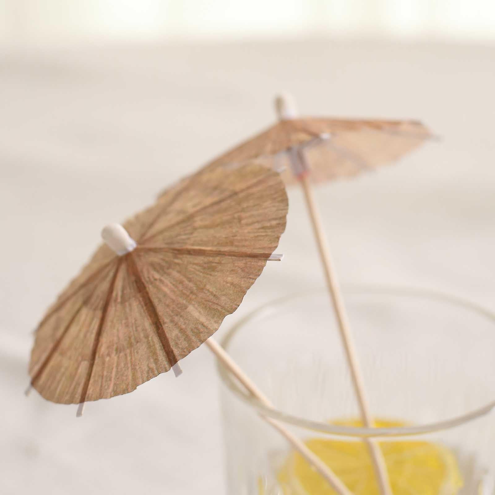 Efavormart Natural Biodegradable Tiki Hut Paper Umbrella Cocktail Sticks