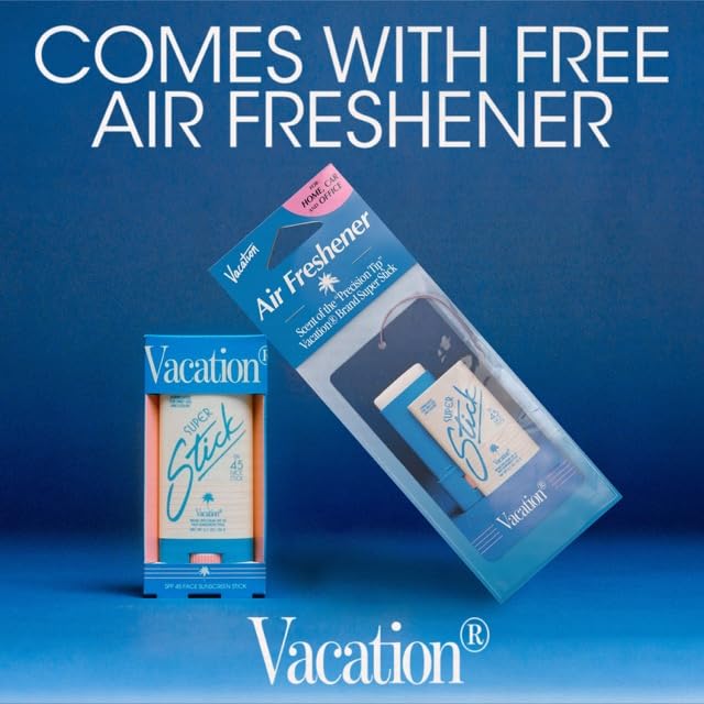 Vacation Super Stick SPF 45, Clear Sunscreen for Face & Air Freshener Bundle