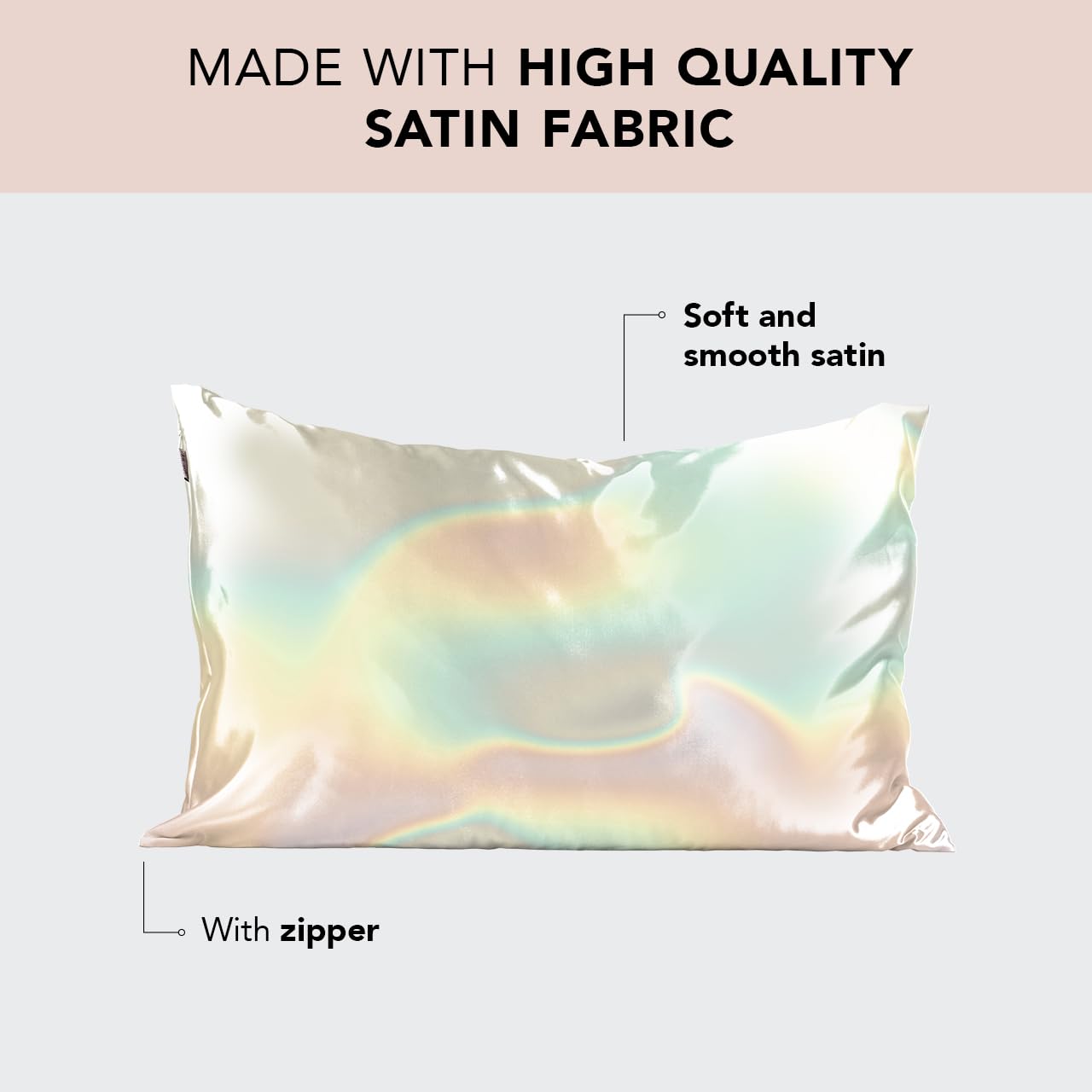 Kitsch Satin Pillowcase with Zipper for Hair & Skin, Softer Than Silk Pillow Cases Queen