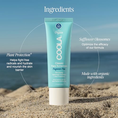 COOLA Organic Face Sunscreen SPF 50 Sunblock Lotion - Fragrance Free