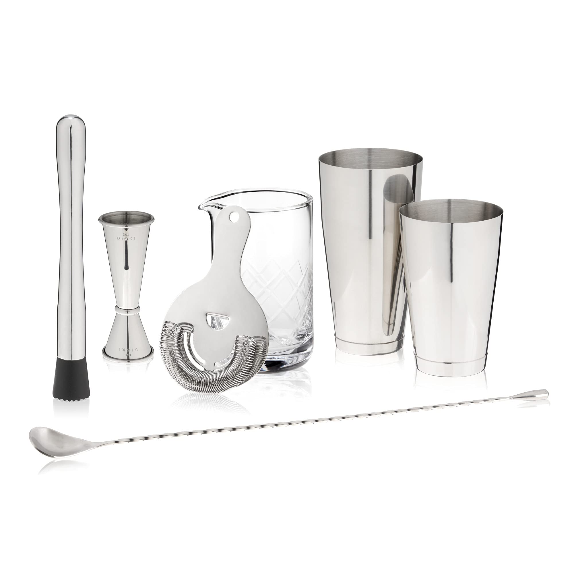 Viski Metallic Cocktail Shaker Set 7pcs Kit