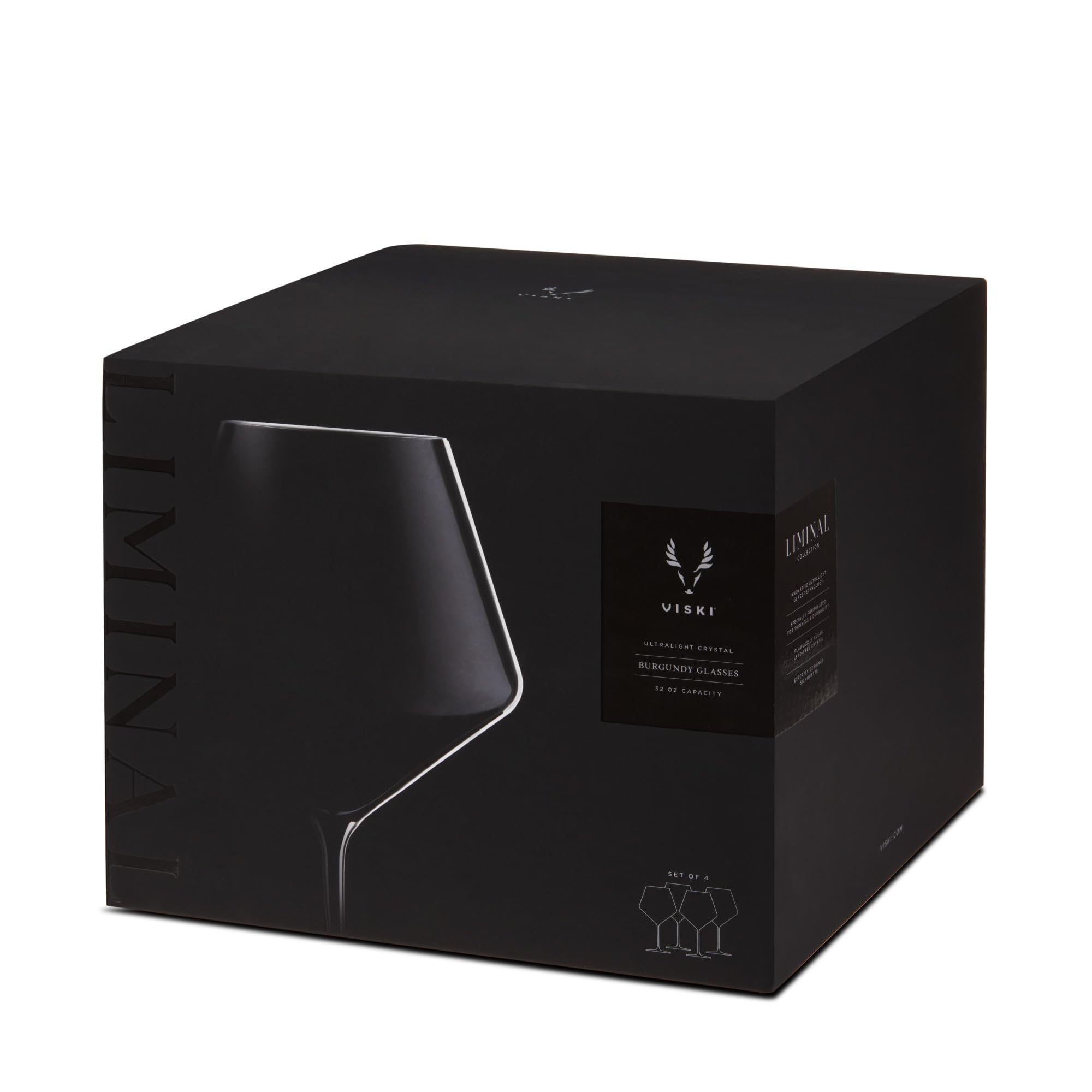 Viski Liminal Burgundy Crystal Wine Glass Set of 4