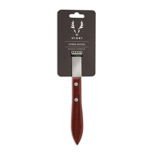 Viski Citrus Zester, Acacia Wood Handle, Lemon Zester Bar Tool
