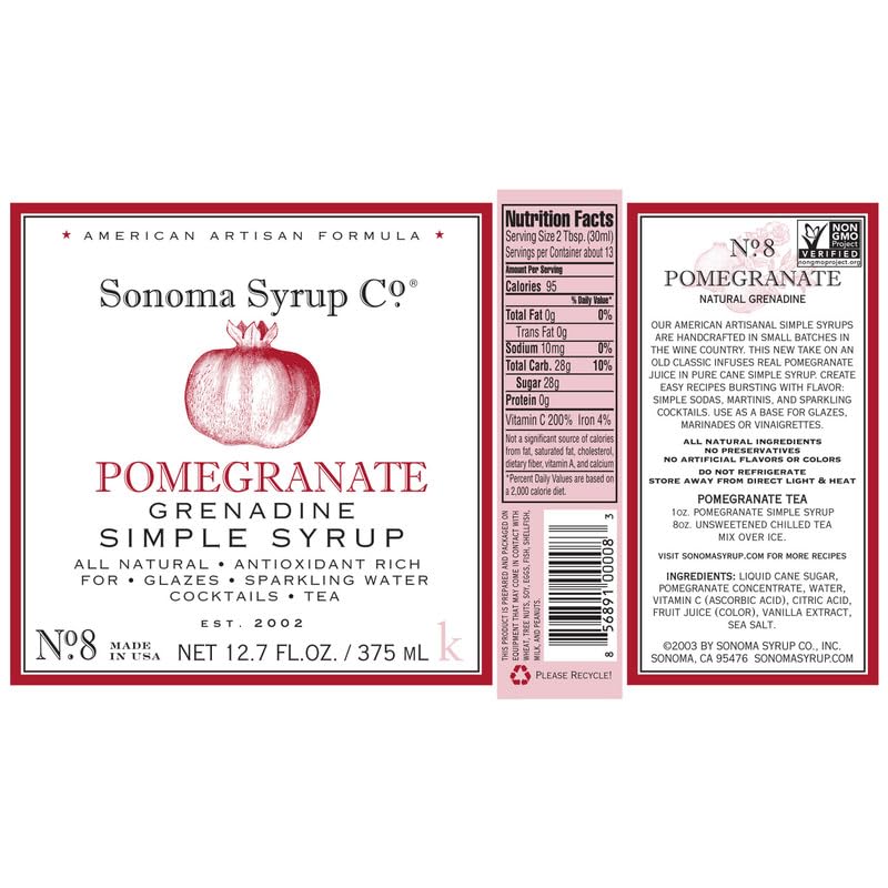 Sonoma Syrup Co Pomegranate Grenadine Simple Syrup
