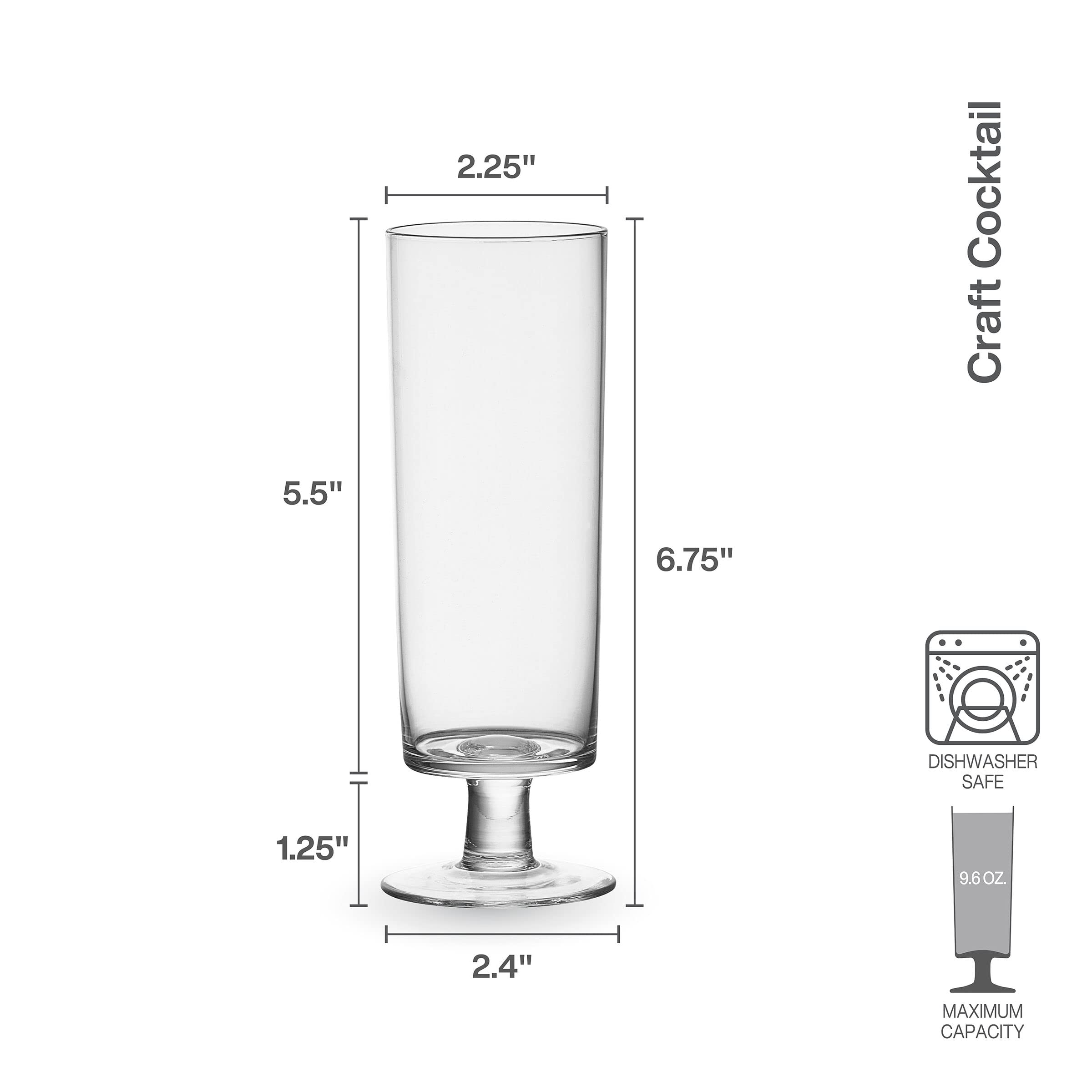 Mikasa Craft Cocktail Set of 4 Spritzer Champagne Prosecco Wine Flute Glasses, 9.5-Ounce, Clear