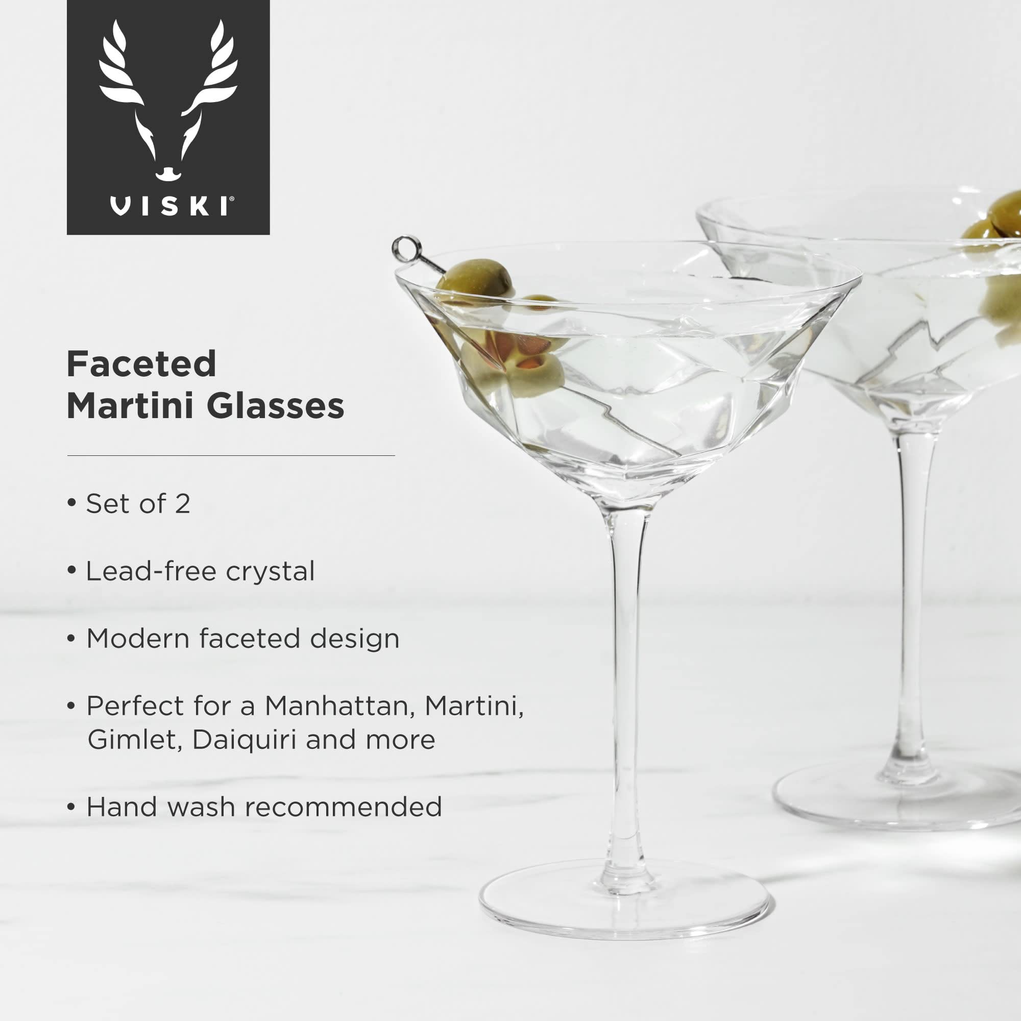 Viski Faceted Martini Glasses