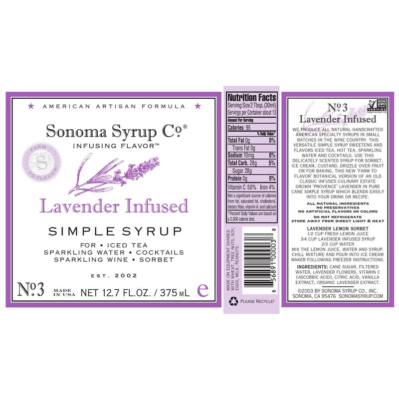 Sonoma Syrup Co Lavender Infused Simple Syrup