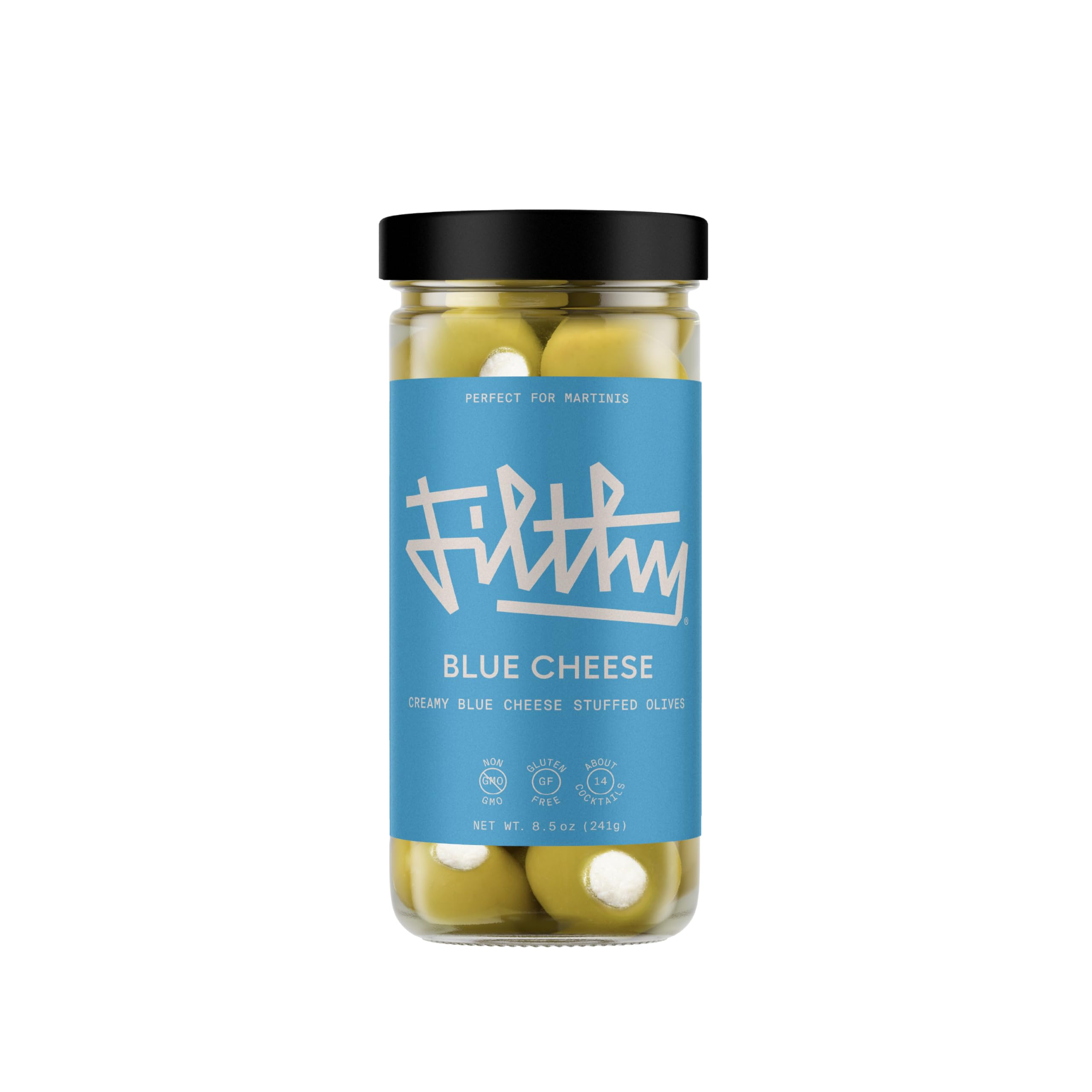 Filthy Blue Cheese Stuffed Olives, Premium Cocktail Garnish