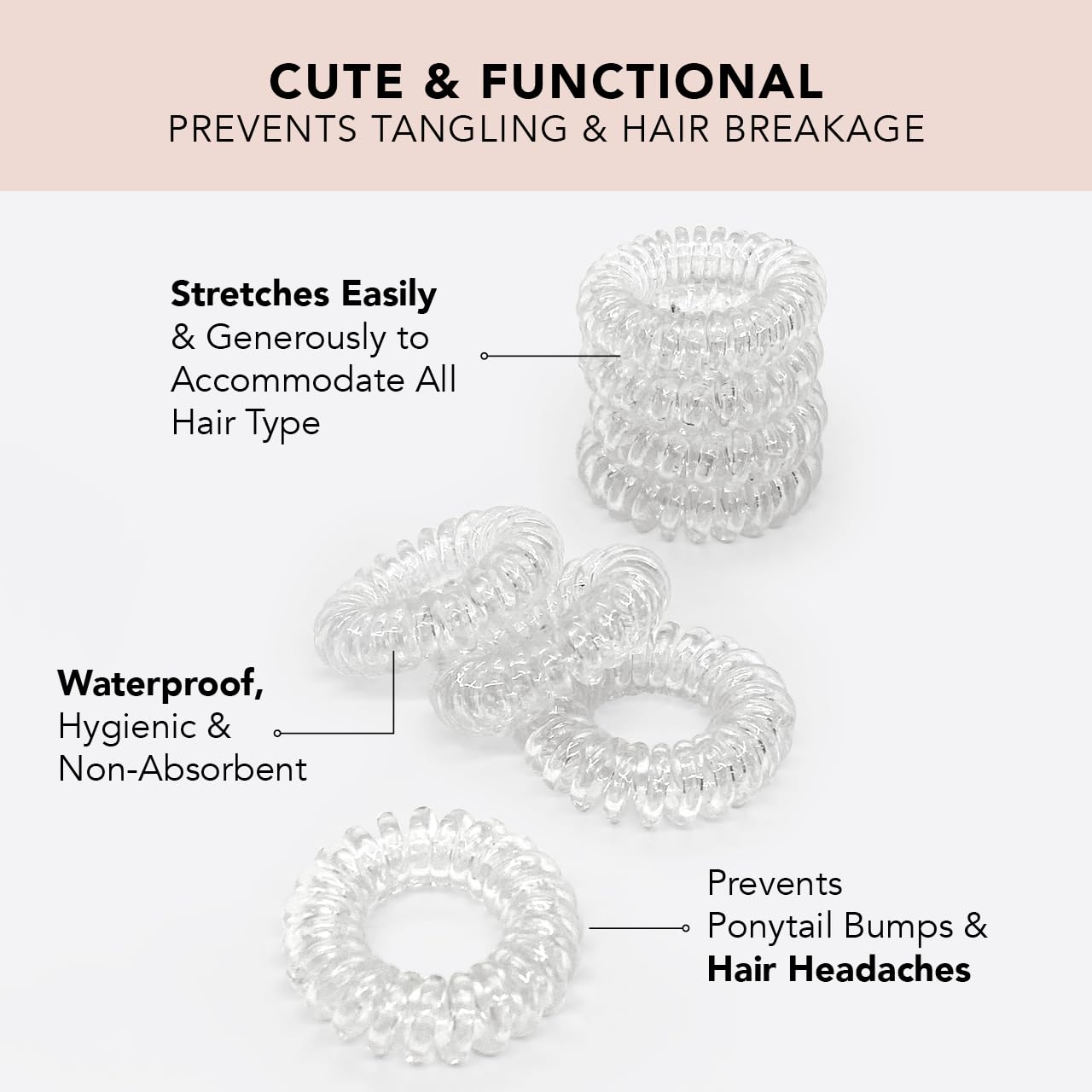Kitsch Spiral Hair Ties for Women, Coil Hair Ties for Thick Hair