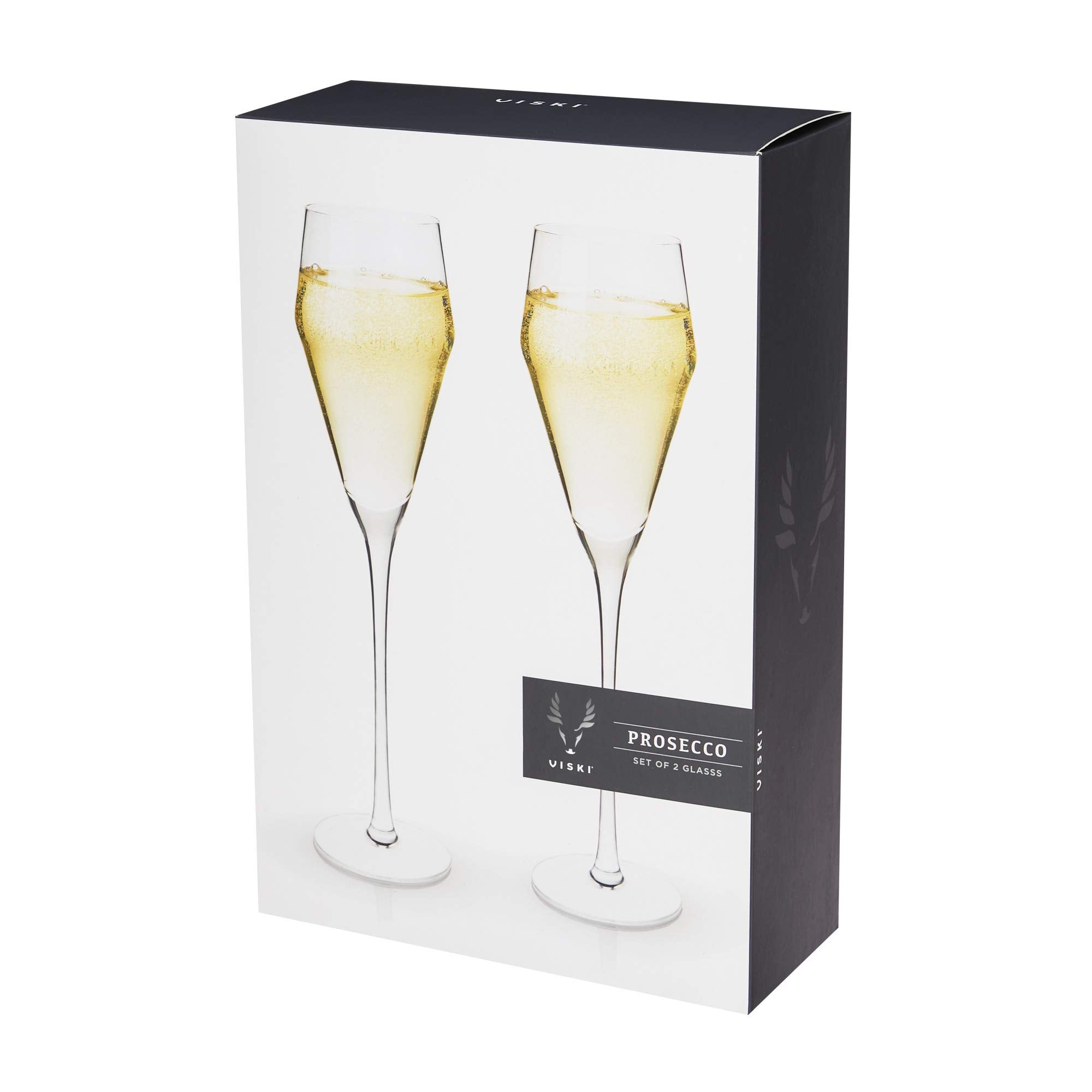 Viski Raye Angled Crystal Prosecco Glasses Set of 2