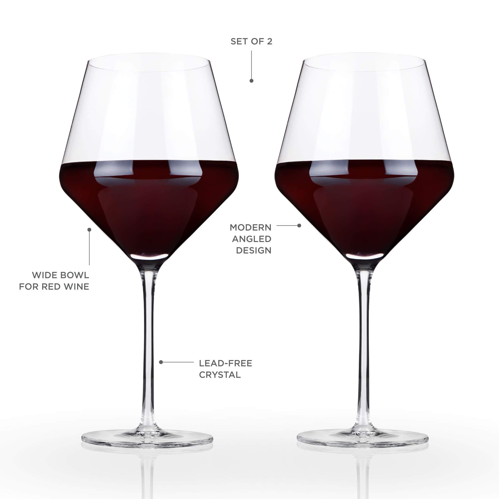 Viski Raye Angled Burgundy Glasses Set of 2
