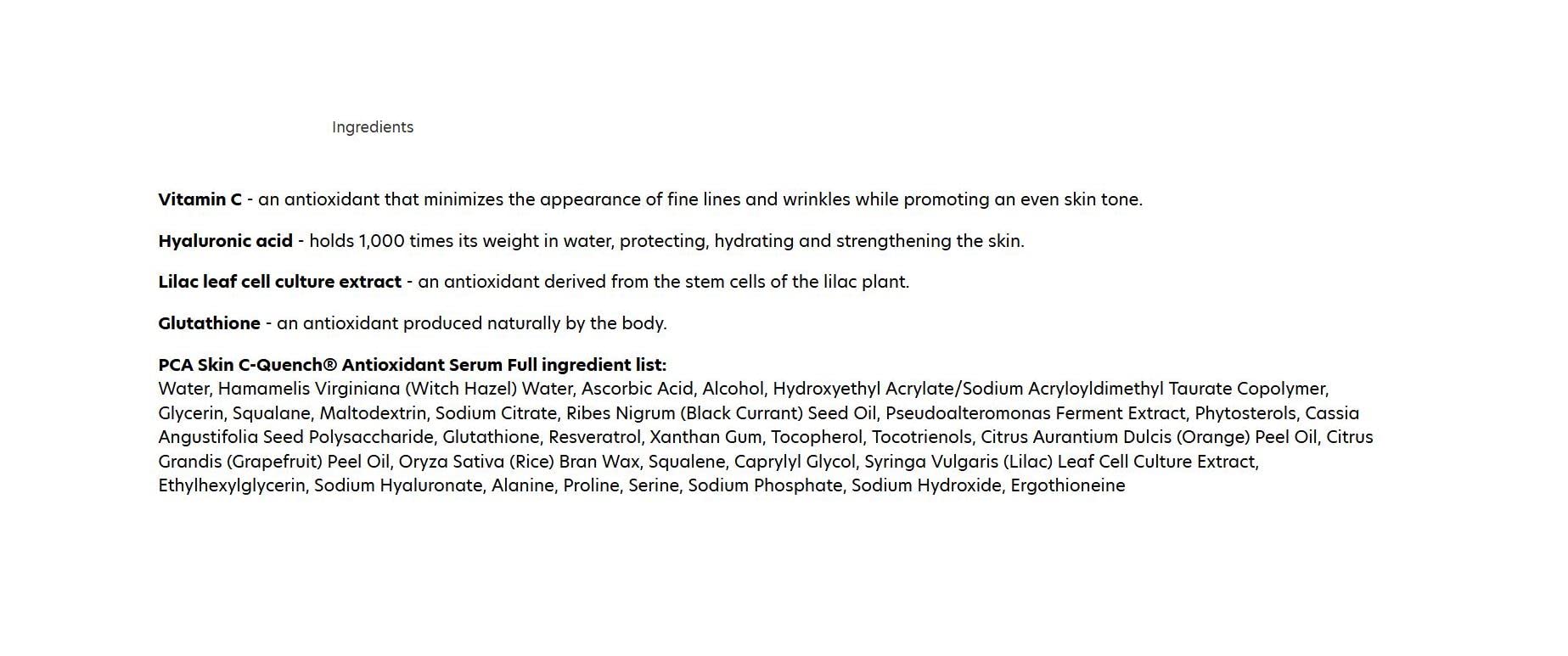 PCA SKIN Vitamin C Quench Antioxidant Protective Face Serum