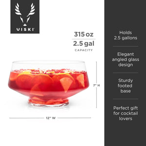 Viski Footed Glass Punch Bowl
