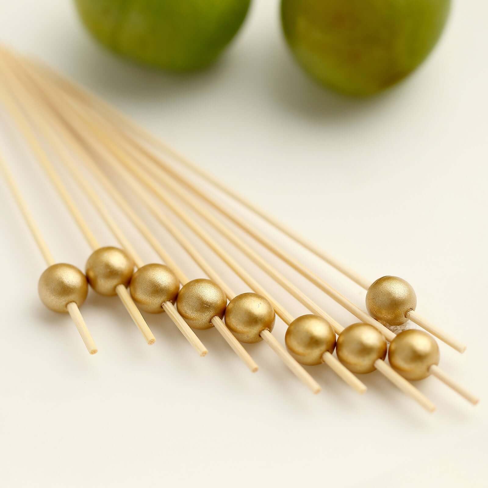 Efavormart Eco Friendly Party Picks with Gold Pearls