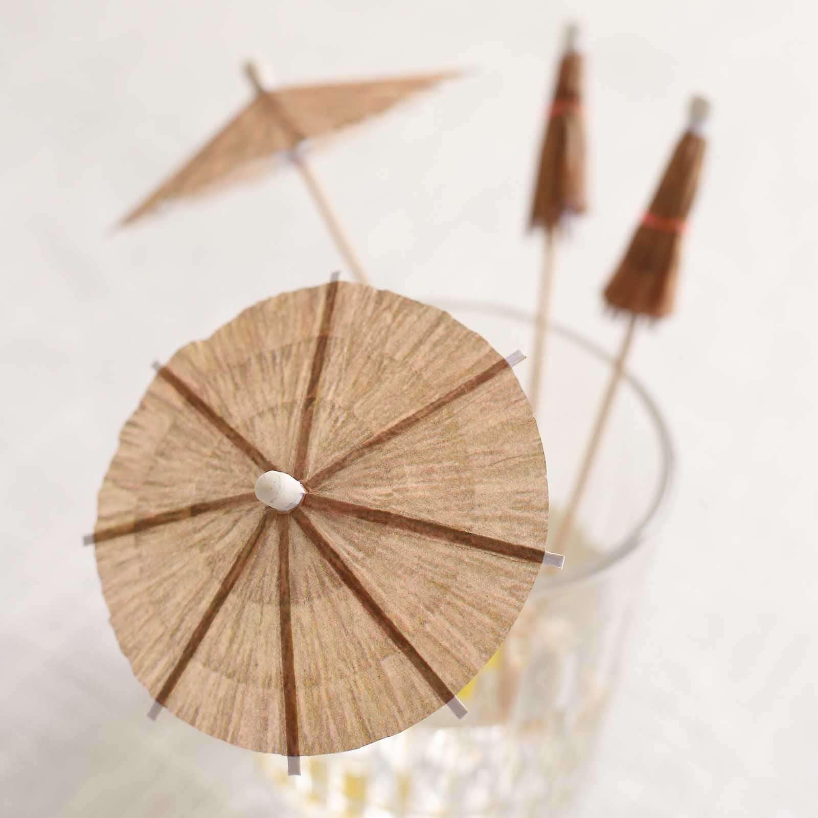 Efavormart Natural Biodegradable Tiki Hut Paper Umbrella Cocktail Sticks