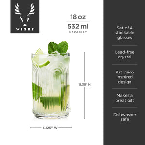 Viski Beau Highball Glasses - Set of 4