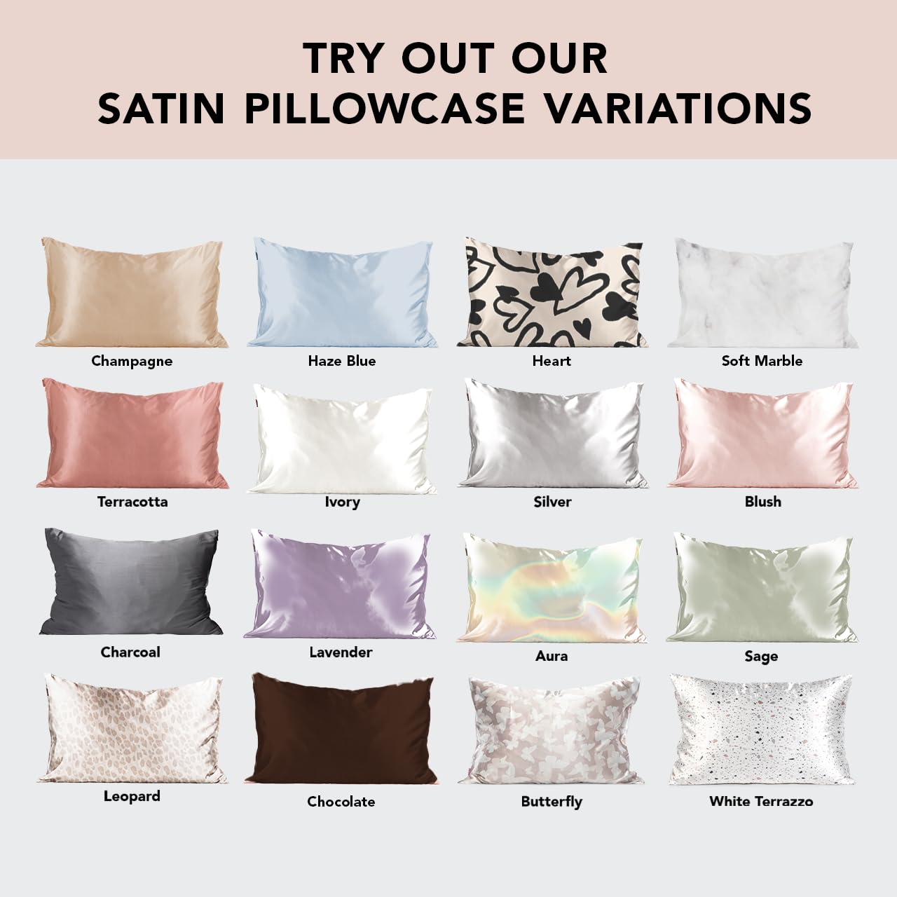 Kitsch Satin Pillowcase with Zipper for Hair & Skin, Softer Than Silk Pillow Cases Queen