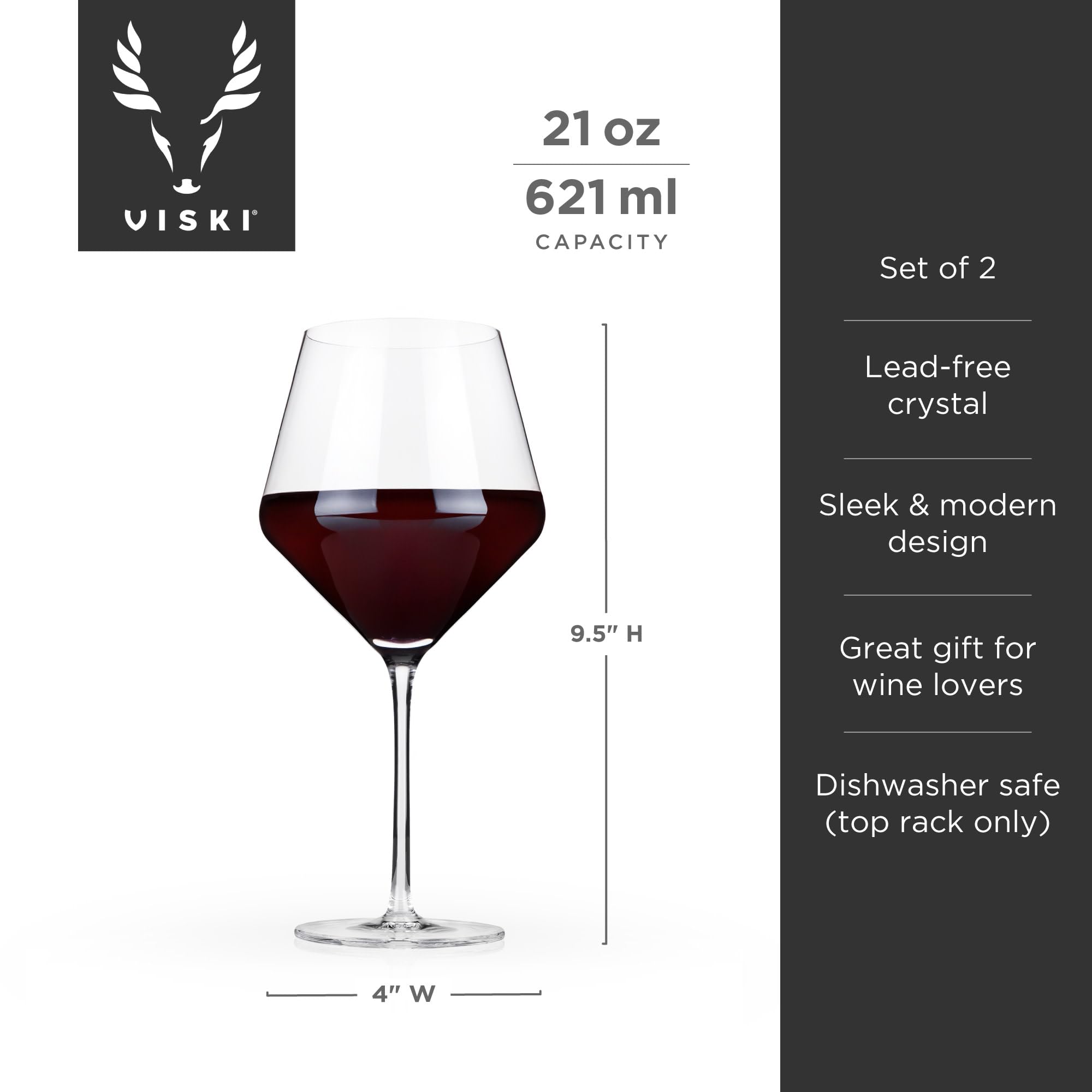 Viski Raye Angled Burgundy Glasses Set of 2