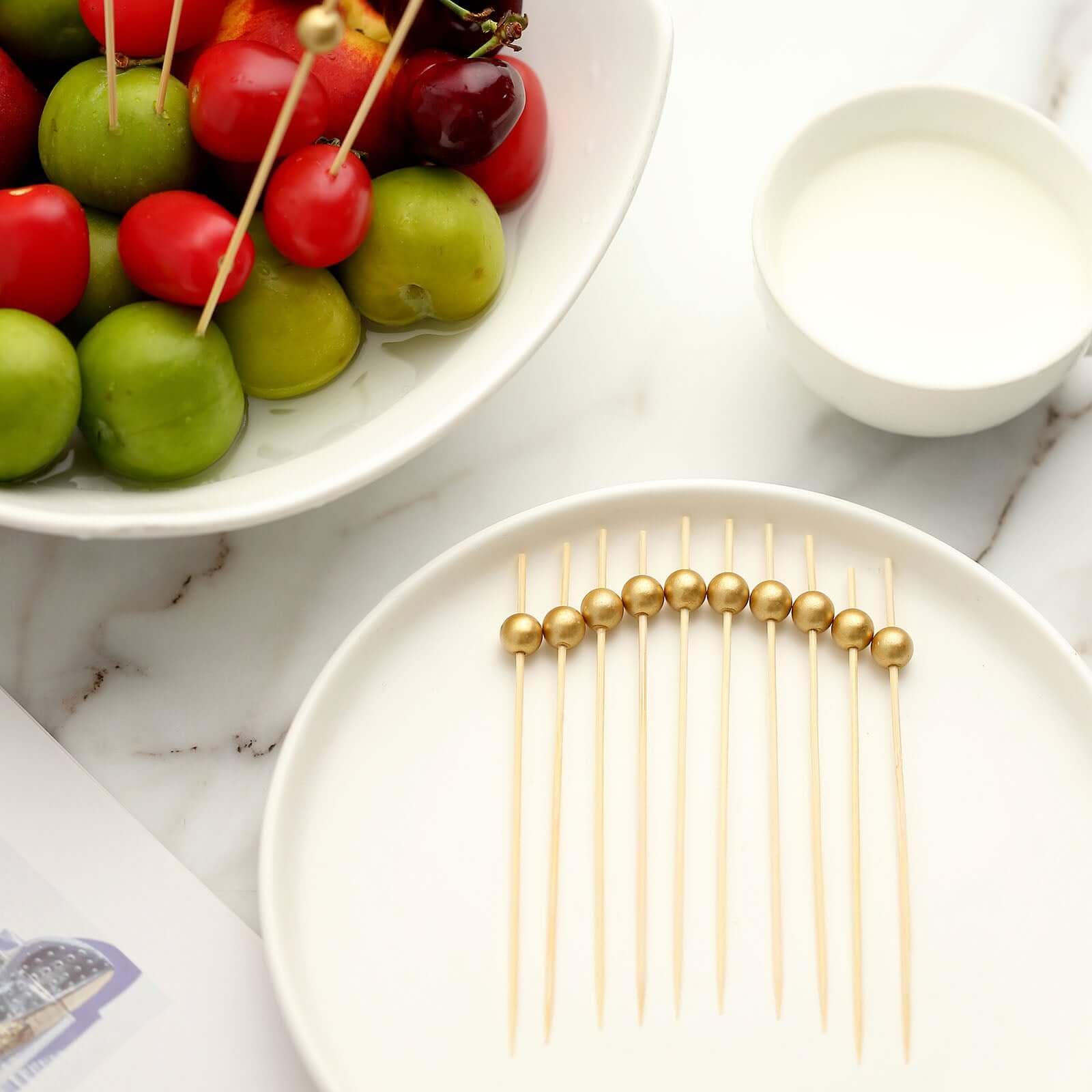 Efavormart Eco Friendly Party Picks with Gold Pearls