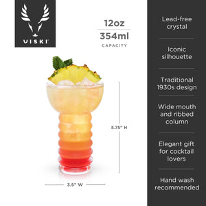 Viski Pacific Crystal Pearl Diver Tropical Tiki Tumbler Set of 2