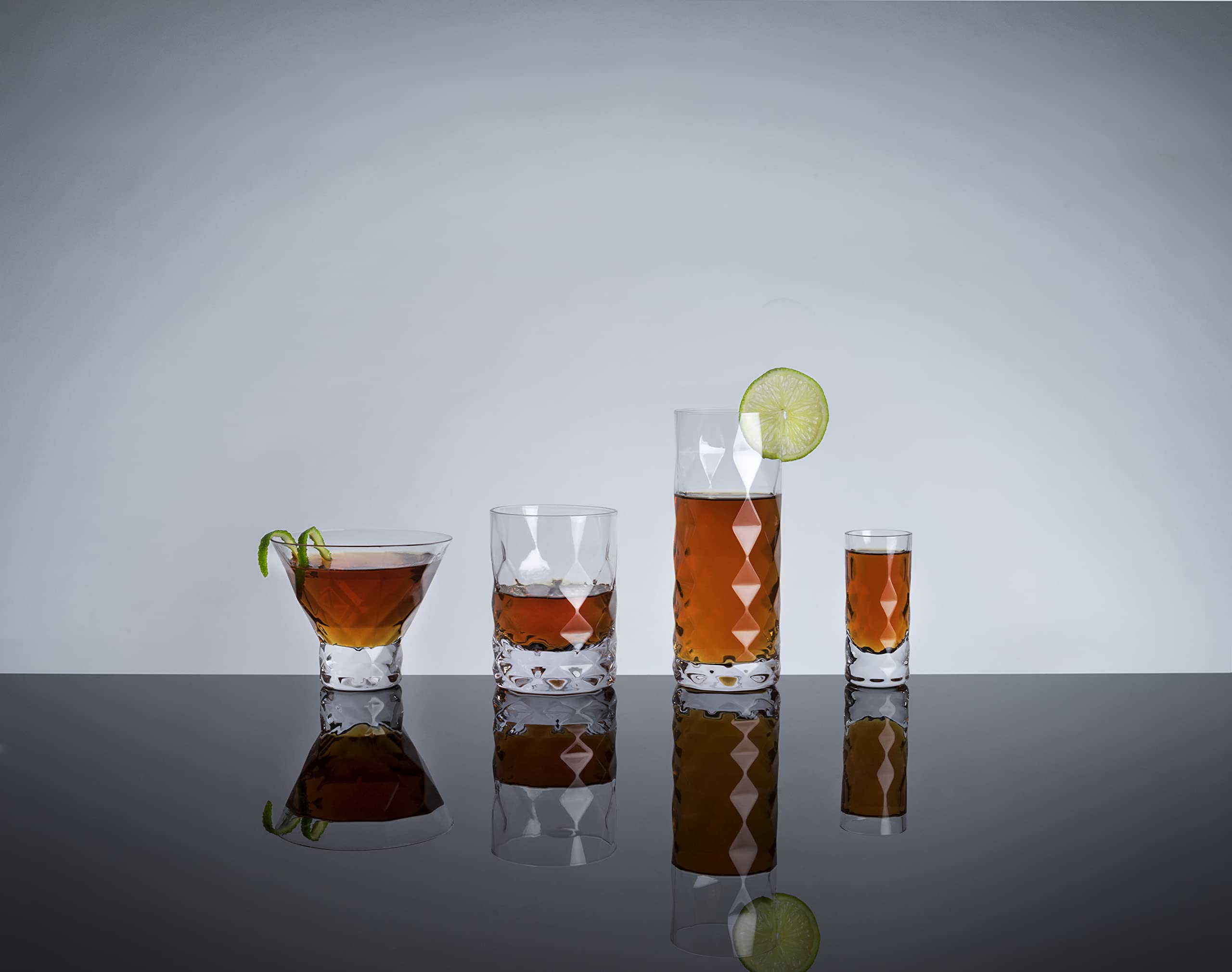 Viski Raye Gem Crystal Highball Tumblers Set of 2