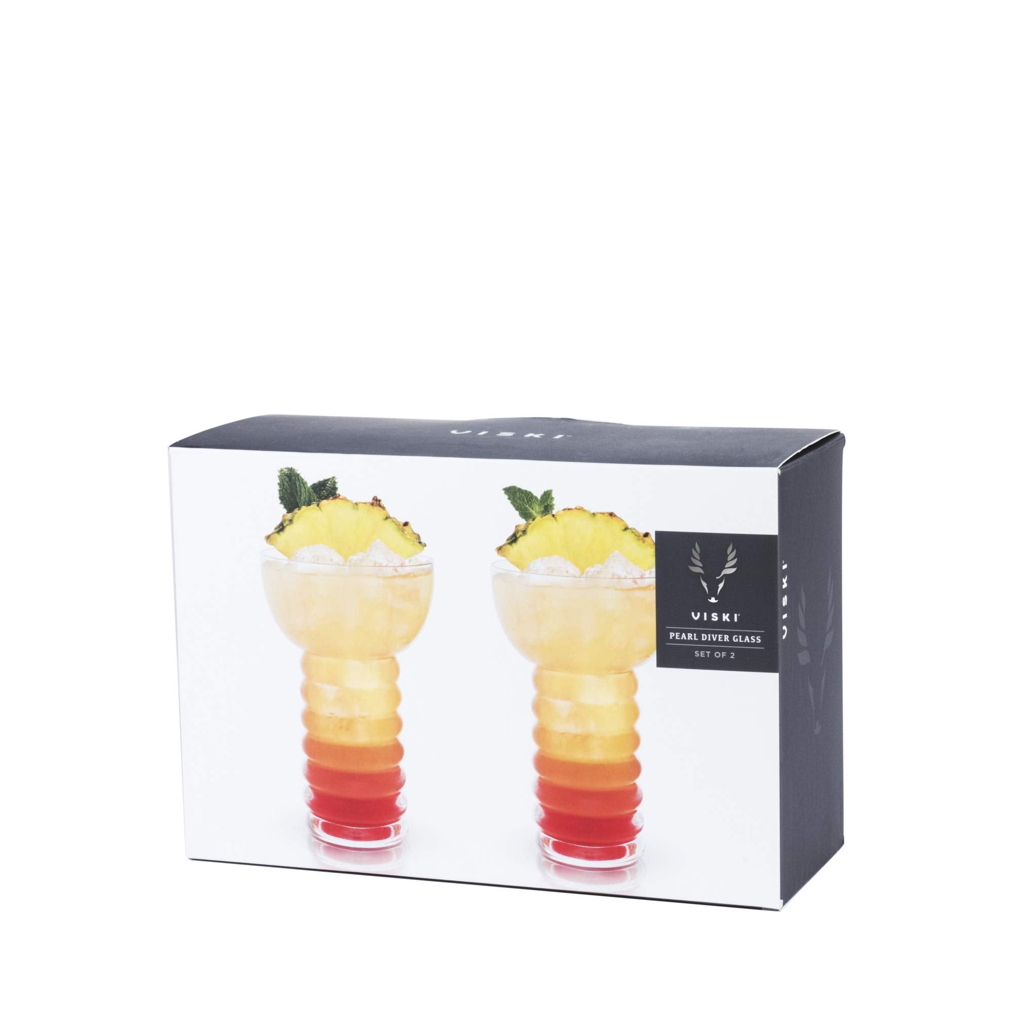 Viski Pacific Crystal Pearl Diver Tropical Tiki Tumbler Set of 2