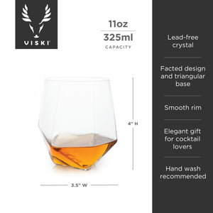 Viski Seneca Faceted Crystal Tumblers Set of 2