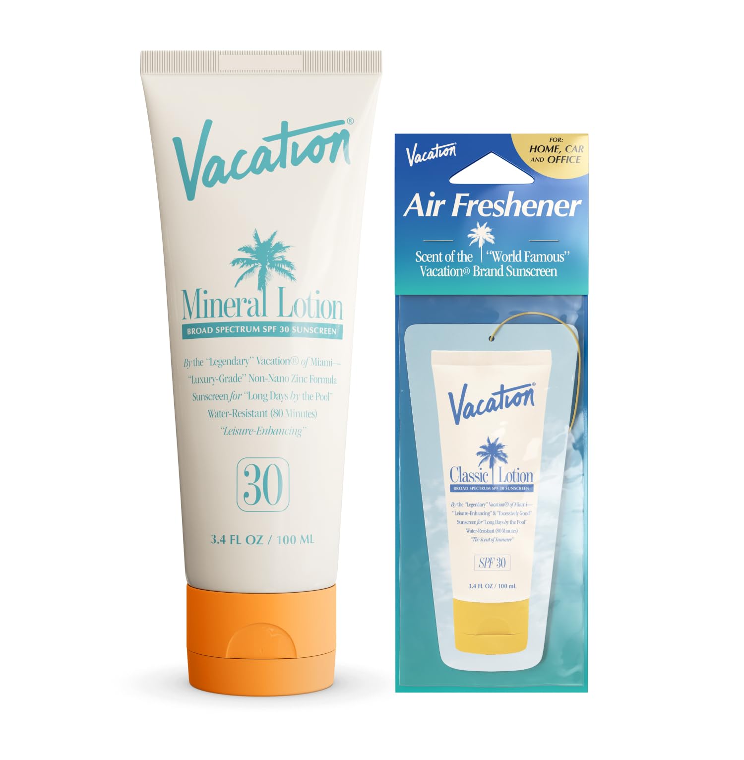 Vacation Mineral Lotion Sunscreen SPF 30 & Air Freshener Bundle