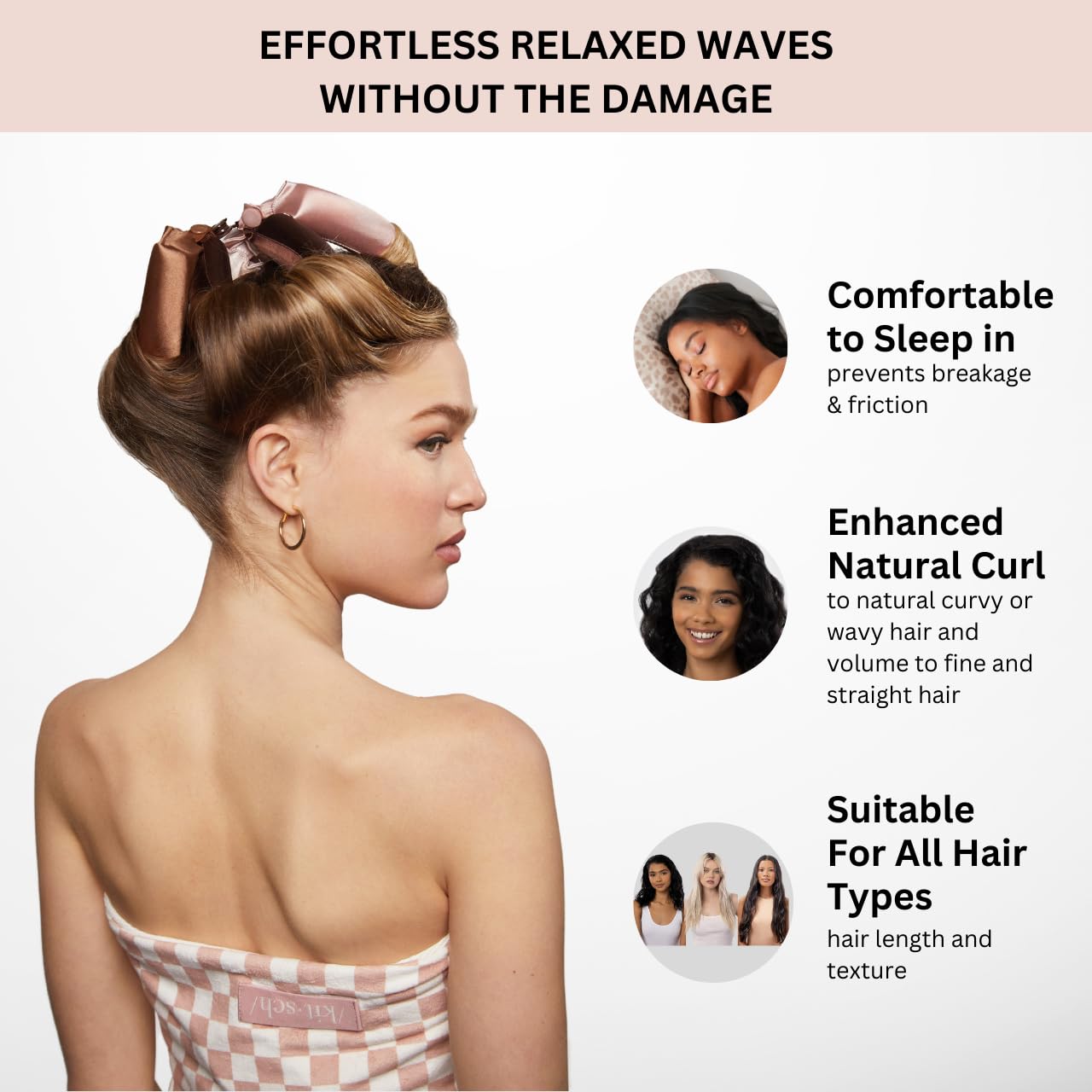 Kitsch Satin Hair Curlers, Heatless Curling Rod - Jumbo Flexi Rod