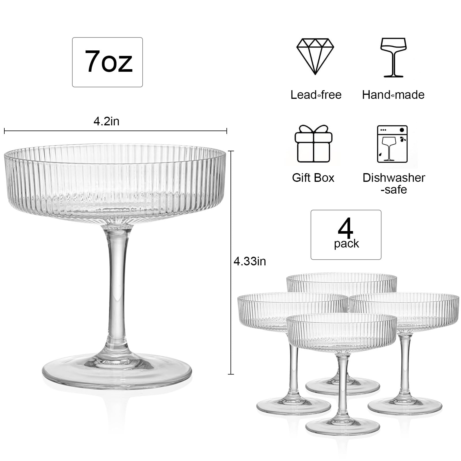 LaDovana Coupe Glasses - Set of 4