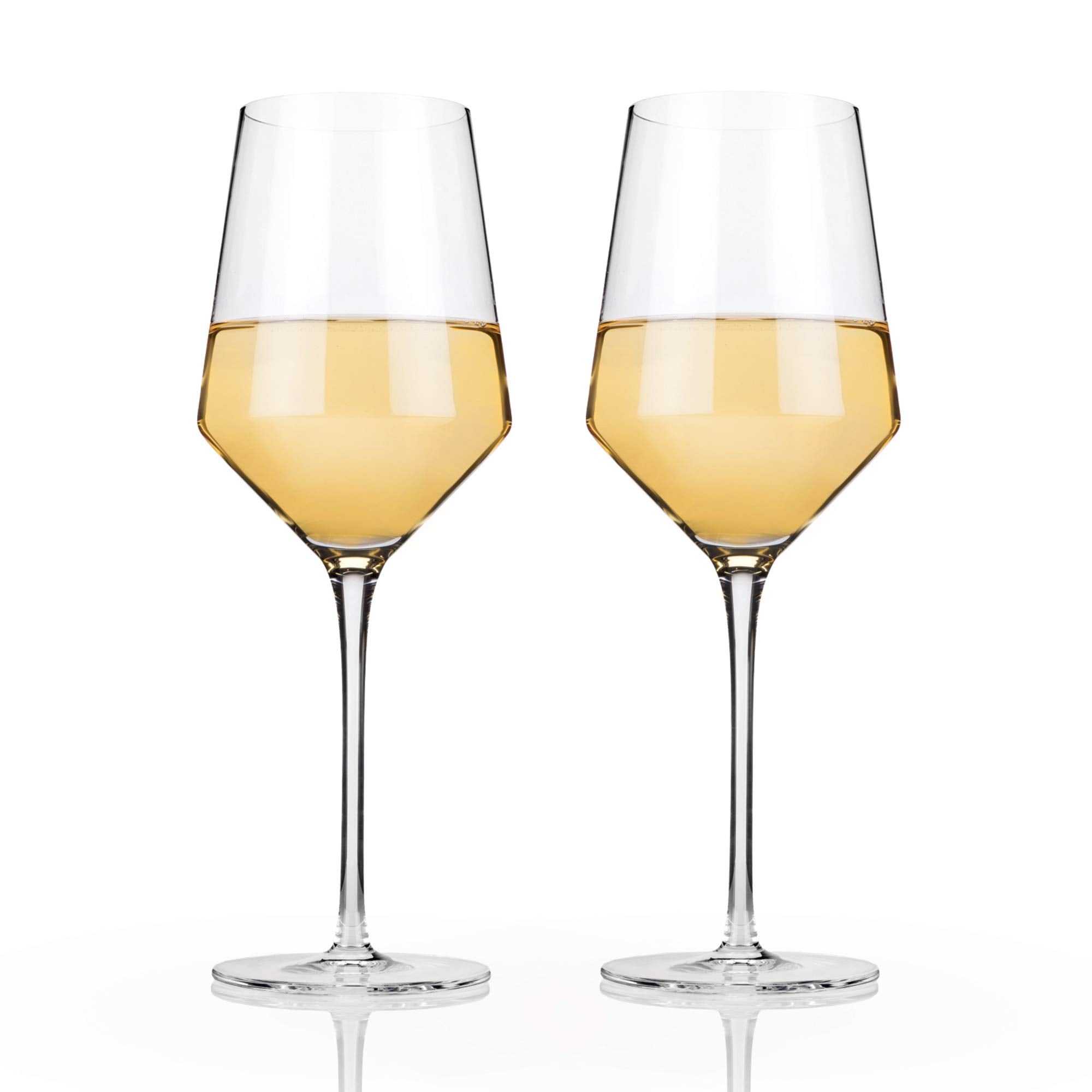 Viski Raye Angled Crystal Chardonnay Wine Glasses Set of 2