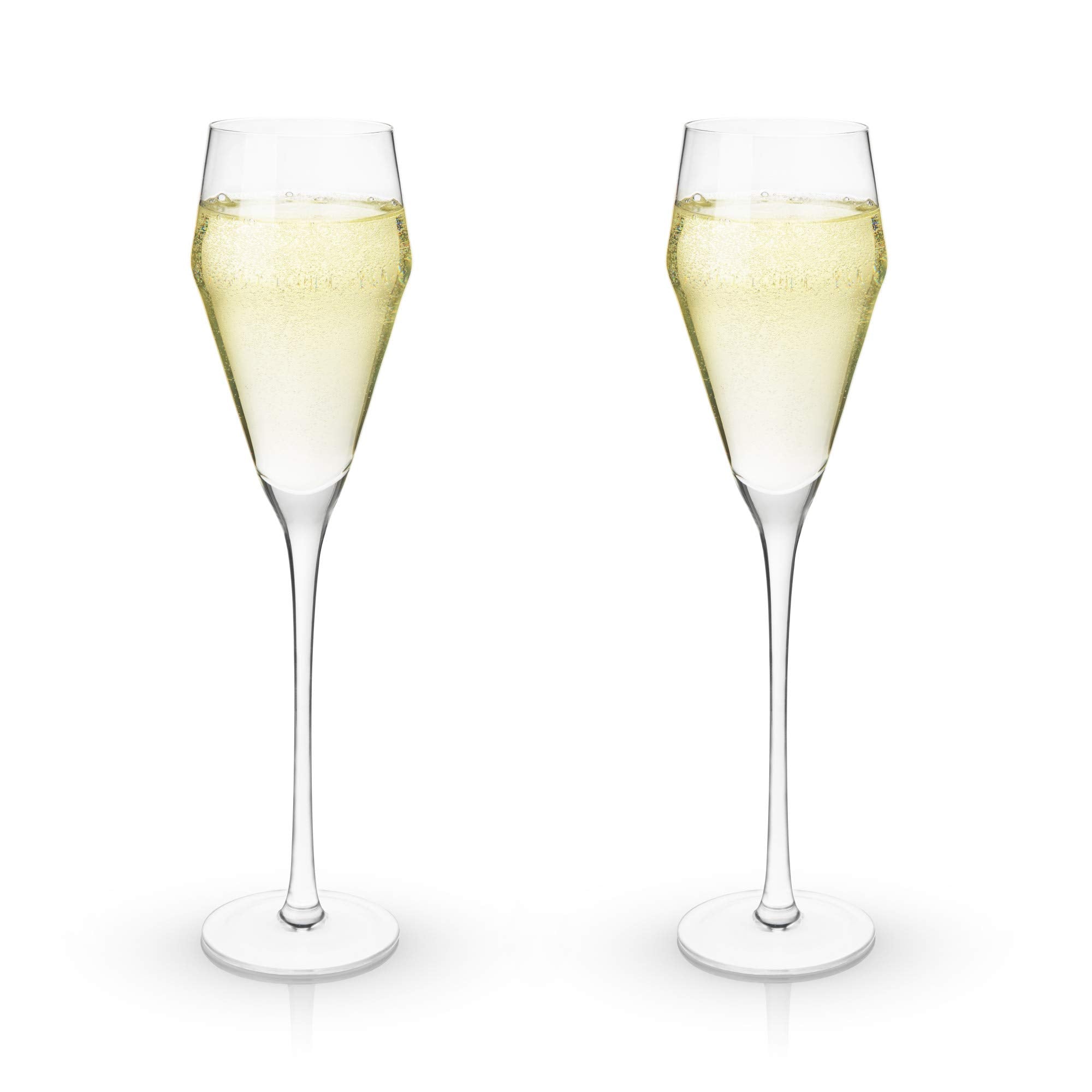 Viski Raye Angled Crystal Prosecco Glasses Set of 2