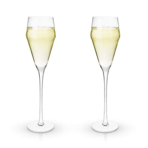 Viski Raye Angled Crystal Prosecco Glasses Set of 2