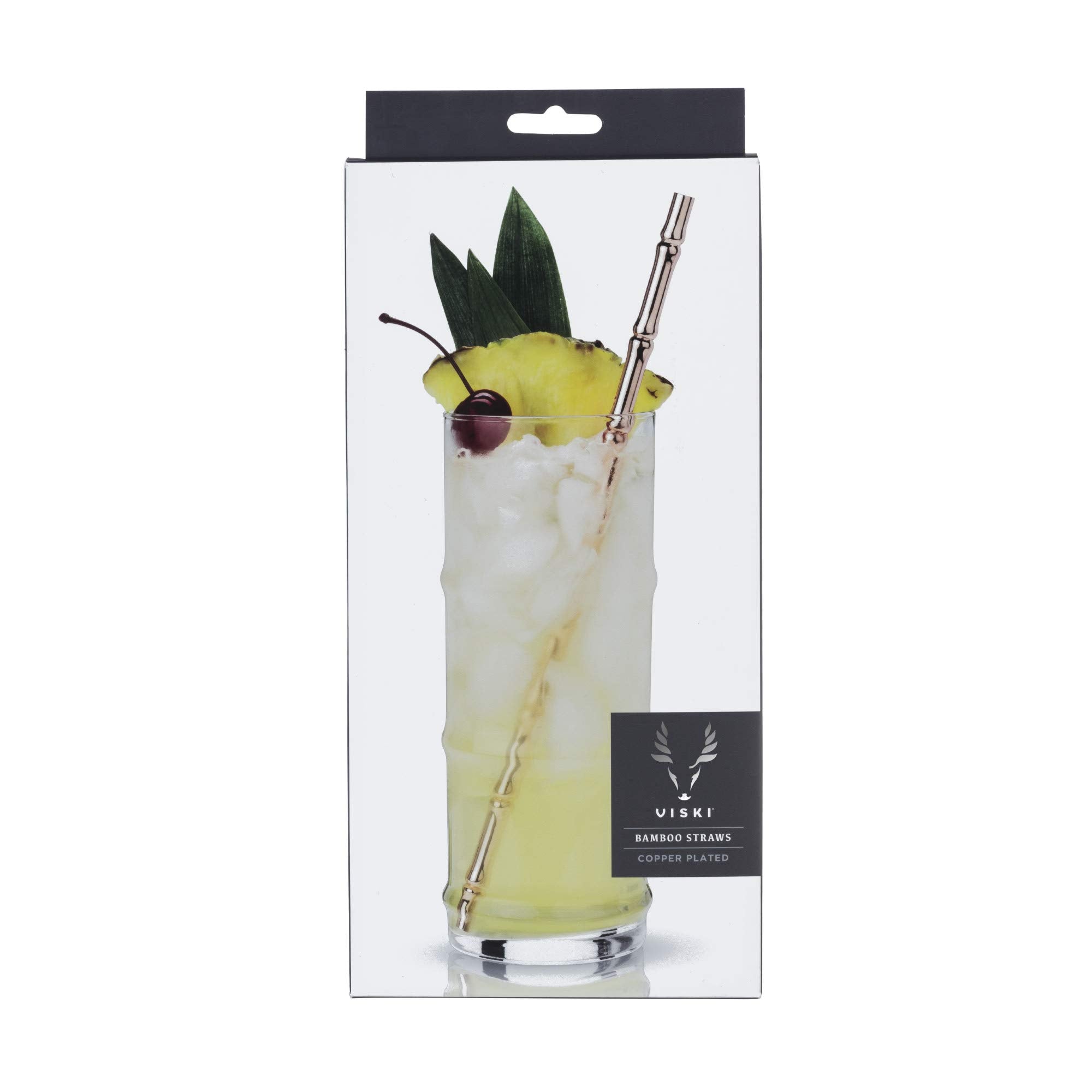 Viski Stainless Cocktail Straws - Reusable Copper Straws
