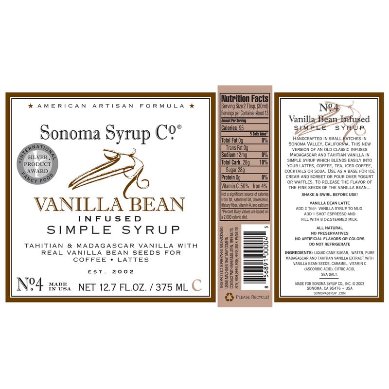 Sonoma Syrup Co Vanilla Bean Simple Syrup