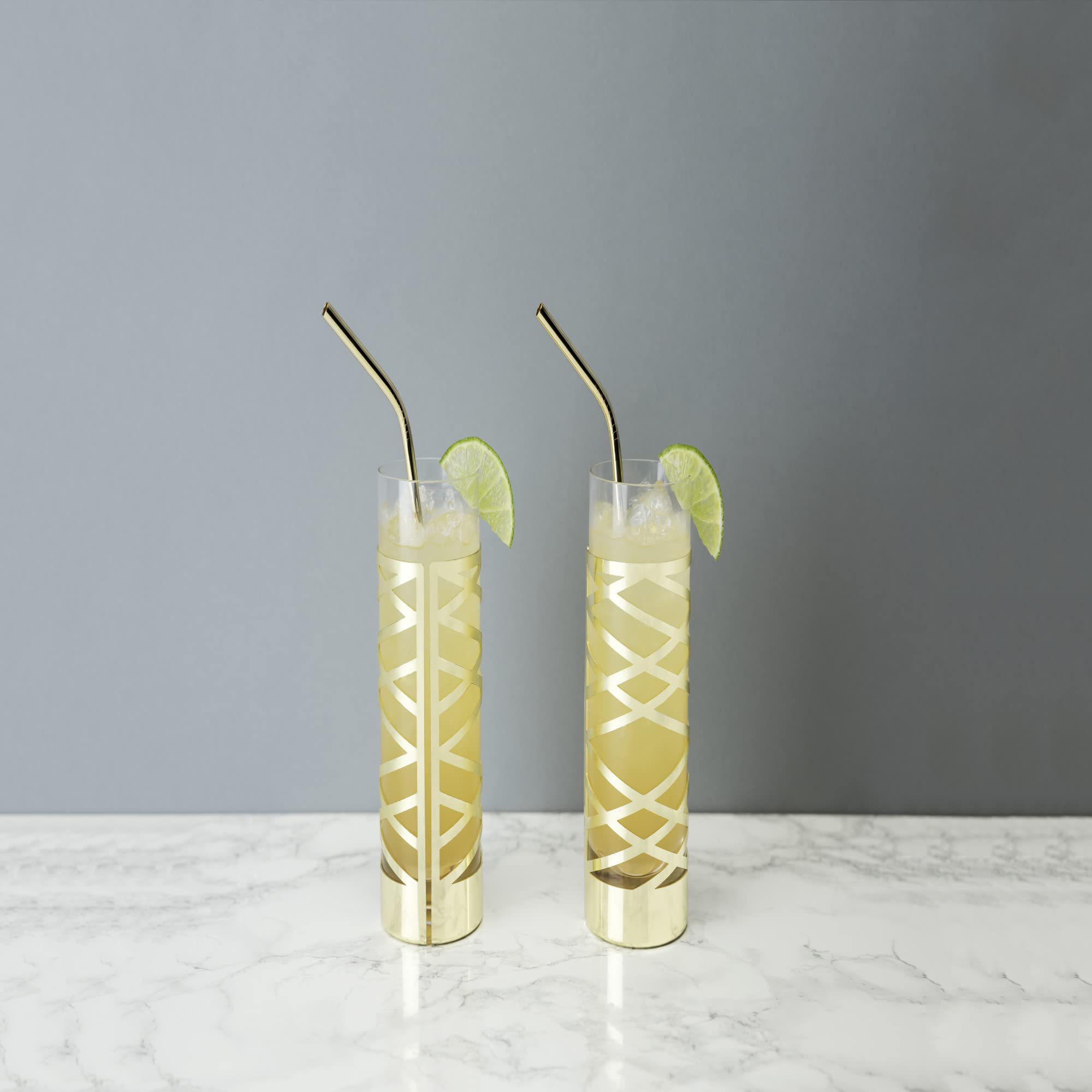 Viski Pacific Gold & Crystal Highball Tumblers Set of 2