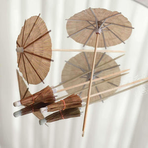 Efavormart Natural Biodegradable Tiki Hut Paper Umbrella Cocktail Sticks