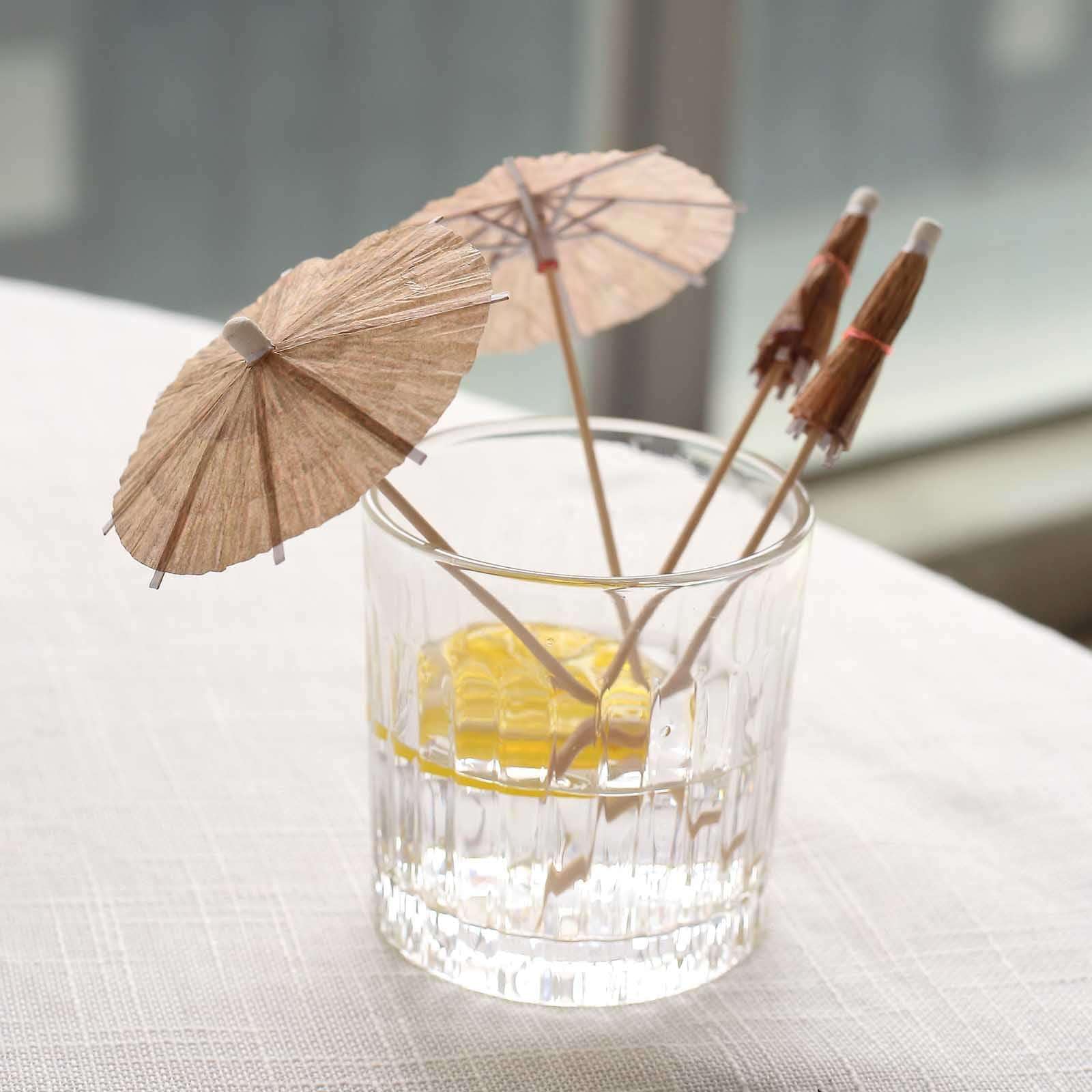 Efavormart Natural Biodegradable Tiki Hut Paper Umbrella Cocktail Sticks