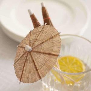 Efavormart Natural Biodegradable Tiki Hut Paper Umbrella Cocktail Sticks
