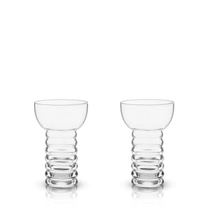 Viski Pacific Crystal Pearl Diver Tropical Tiki Tumbler Set of 2