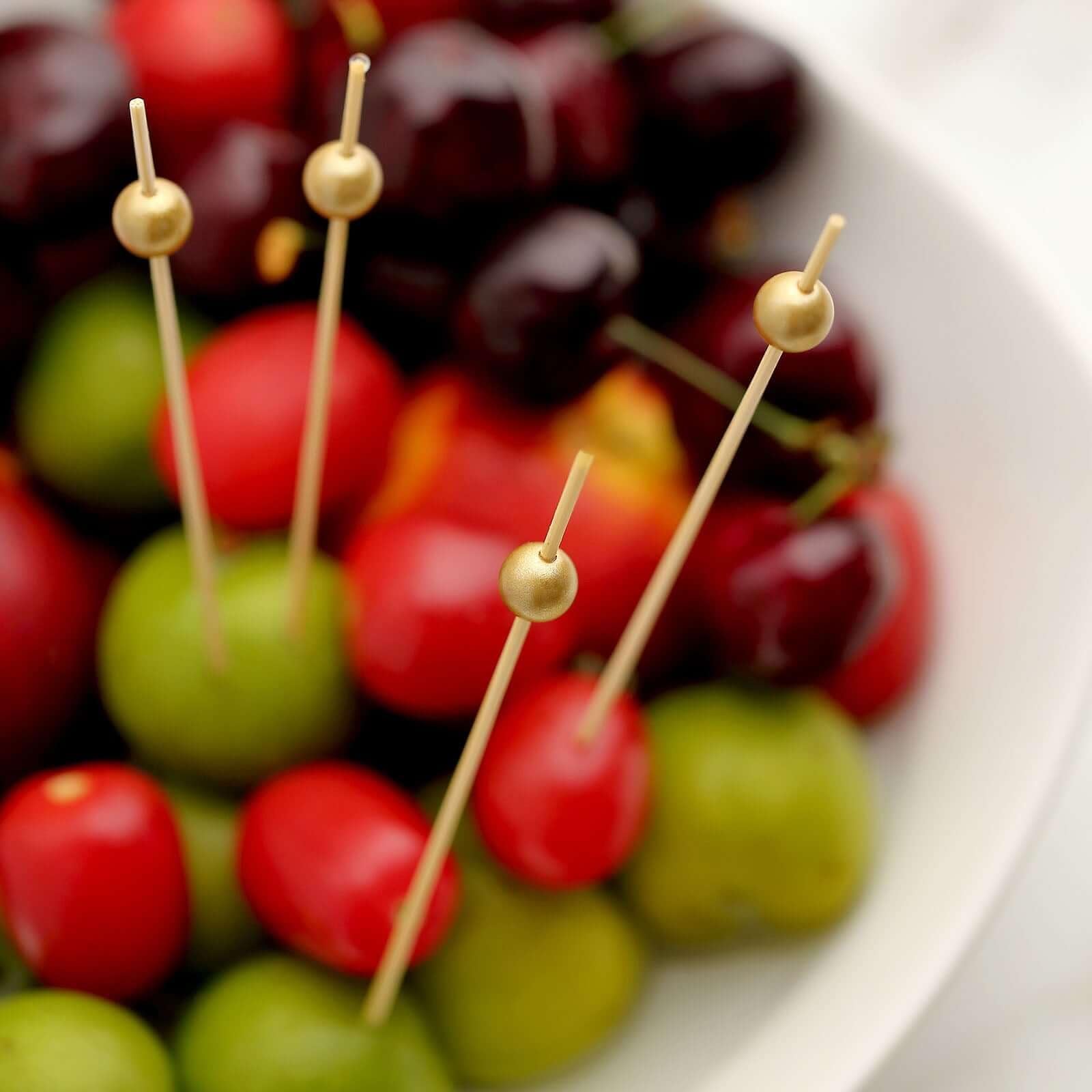 Efavormart Eco Friendly Party Picks with Gold Pearls
