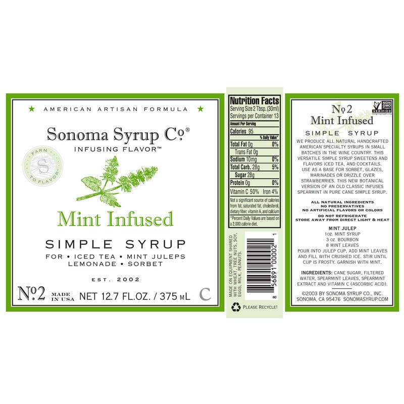 Sonoma Syrup Co Mint Infused Simple Syrup
